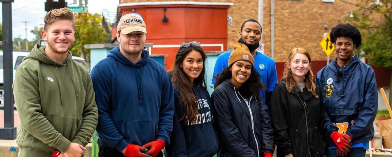 Students helping out